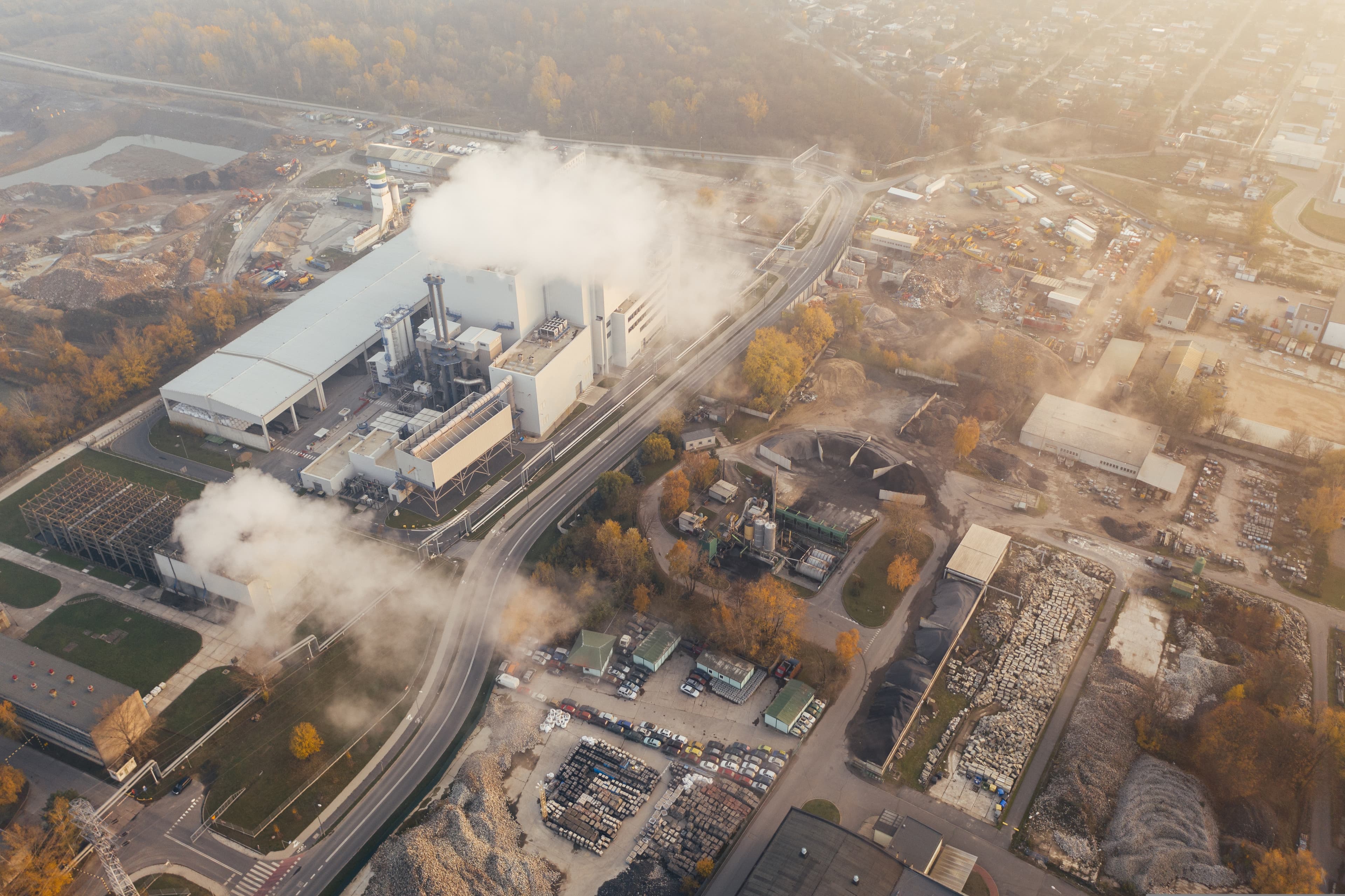 Aerial view of an industrial facility